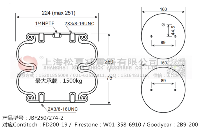JBF250/274-2橡膠<a href='http://www.fawzimasri.com/' target='_blank'><u>空氣彈簧</u></a>