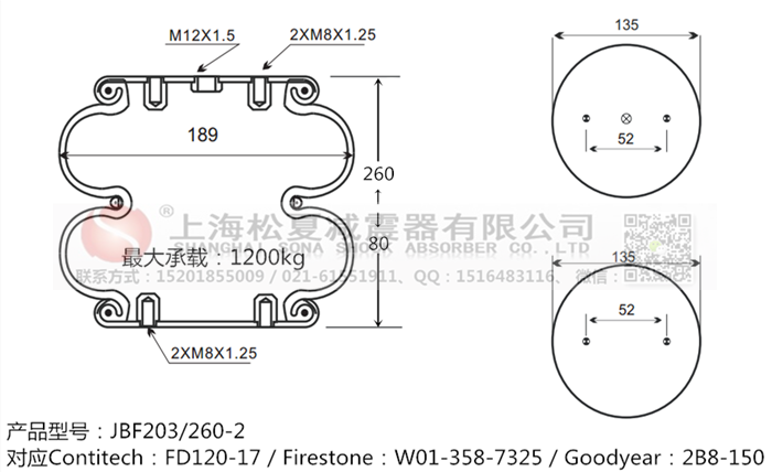 JBF203/260-2橡膠<a href='http://www.fawzimasri.com/' target='_blank'><u>空氣彈簧</u></a>